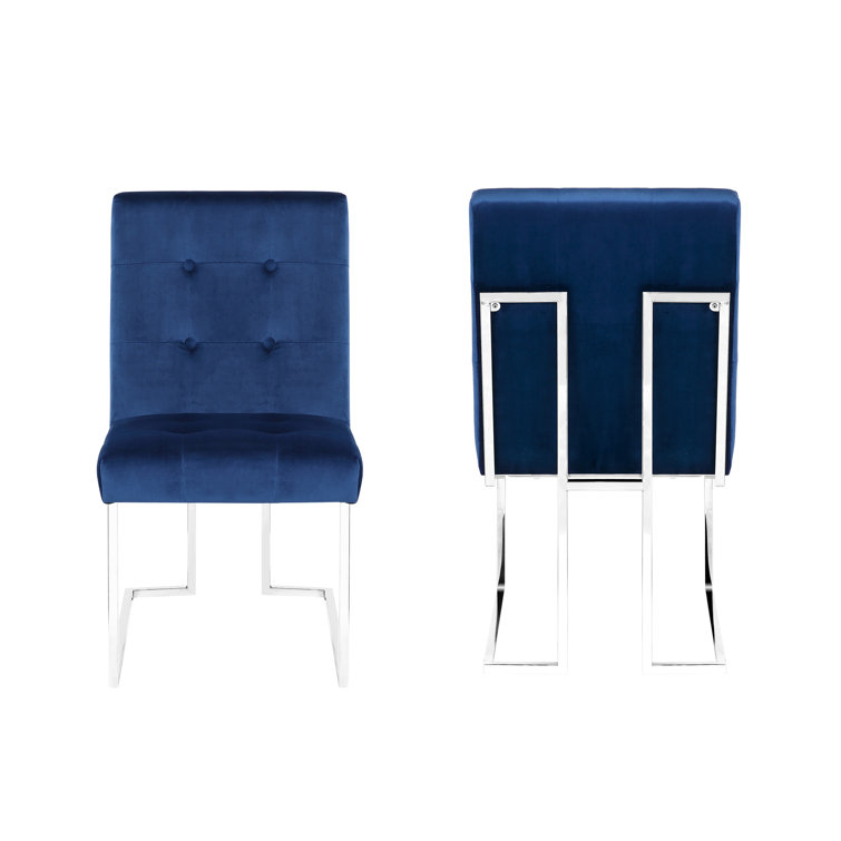 Mercer41 Cocopah Tufted Velvet Side Chair in Navy Blue Wayfair